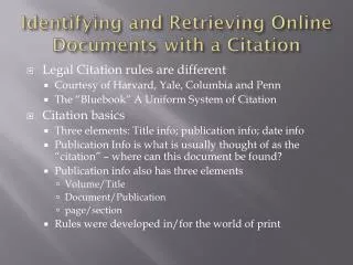 Identifying and Retrieving Online Documents with a Citation