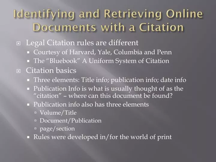 identifying and retrieving online documents with a citation