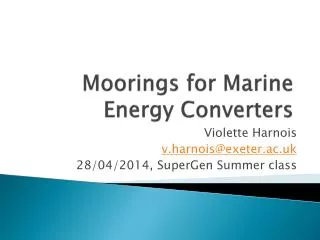 Moorings for Marine Energy Converters