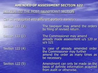 AMENDED OF ASSESSMENT SECTION 122