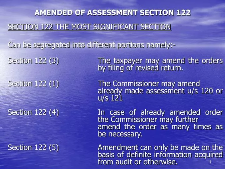 amended of assessment section 122
