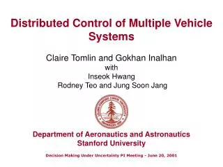 Distributed Control of Multiple Vehicle Systems