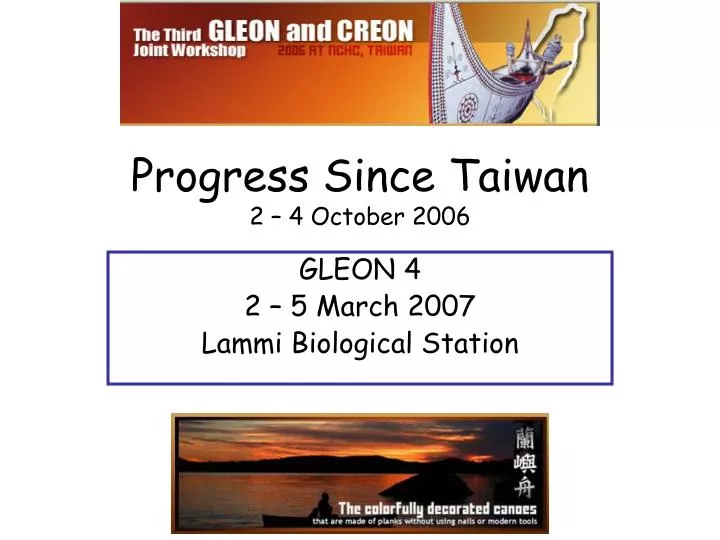 progress since taiwan 2 4 october 2006