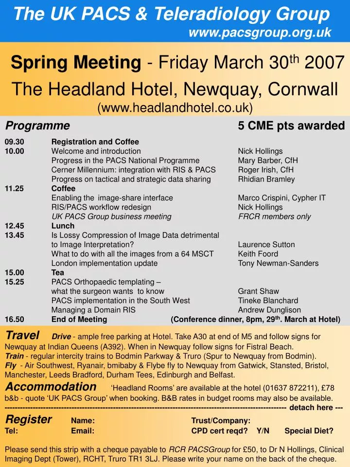 spring meeting friday march 30 th 2007 the headland hotel newquay cornwall www headlandhotel co uk