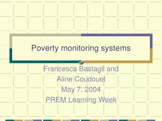 Poverty monitoring systems