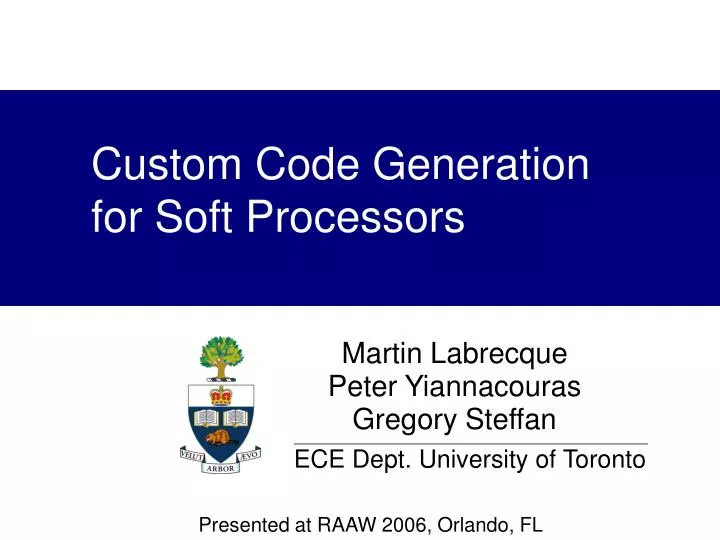 custom code generation for soft processors