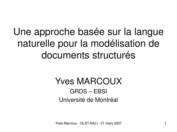 une approche bas e sur la langue naturelle pour la mod lisation de documents structur s