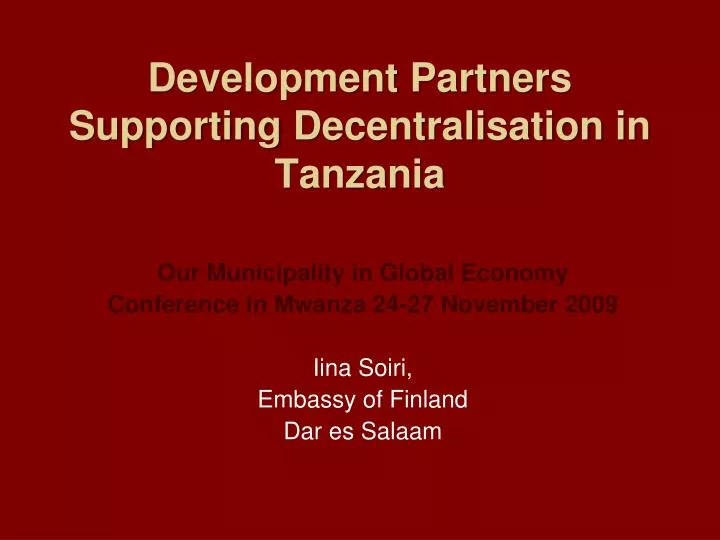 development partners supporting decentralisation in tanzania