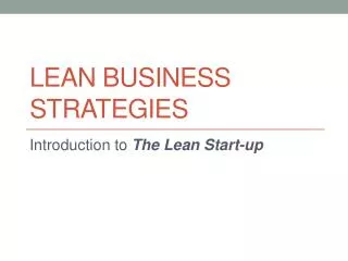 Lean Business Strategies