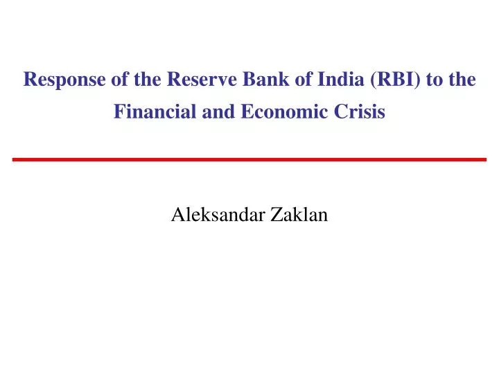 response of the reserve bank of india rbi to the financial and economic crisis