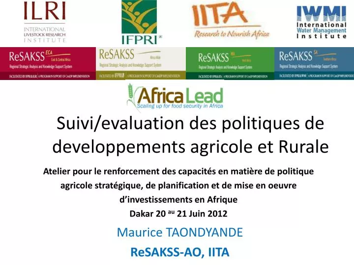 suivi evaluation des politiques de developpements agricole et rurale