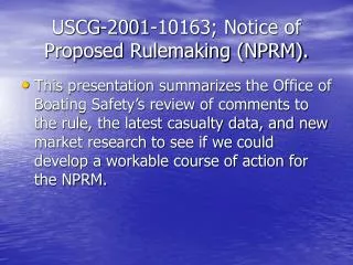 USCG-2001-10163; Notice of Proposed Rulemaking (NPRM).