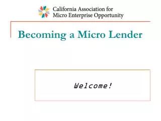 Becoming a Micro Lender