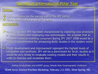 Numerical International Polar Year