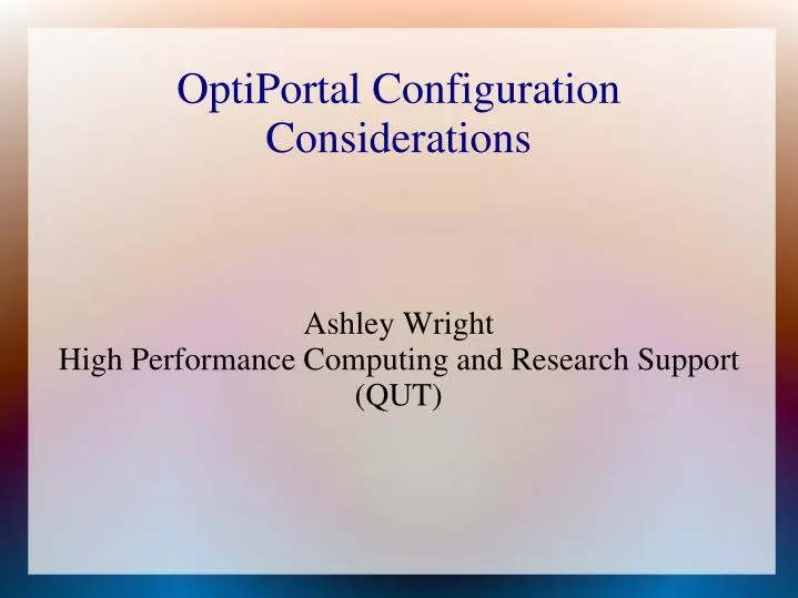 ashley wright high performance computing and research support qut