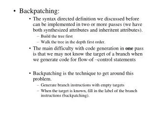 Backpatching: