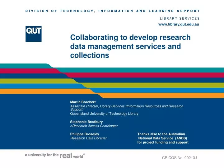 collaborating to develop research data management services and collections