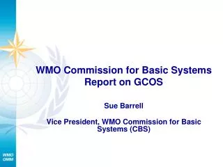 WMO Commission for Basic Systems Report on GCOS
