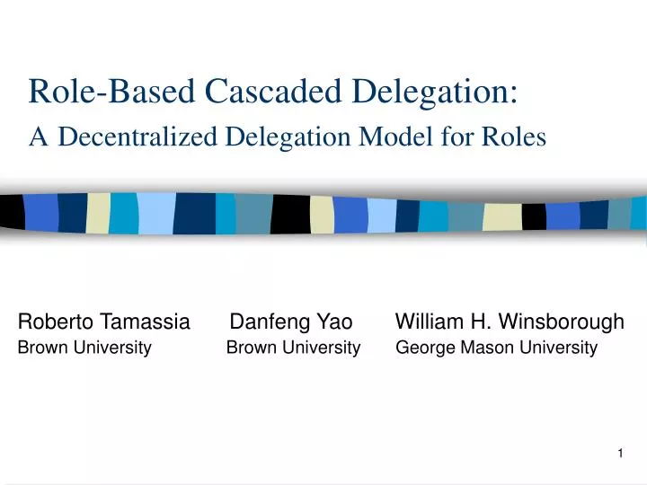 role based cascaded delegation a decentralized delegation model for roles