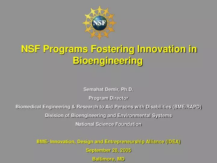 nsf programs fostering innovation in bioengineering