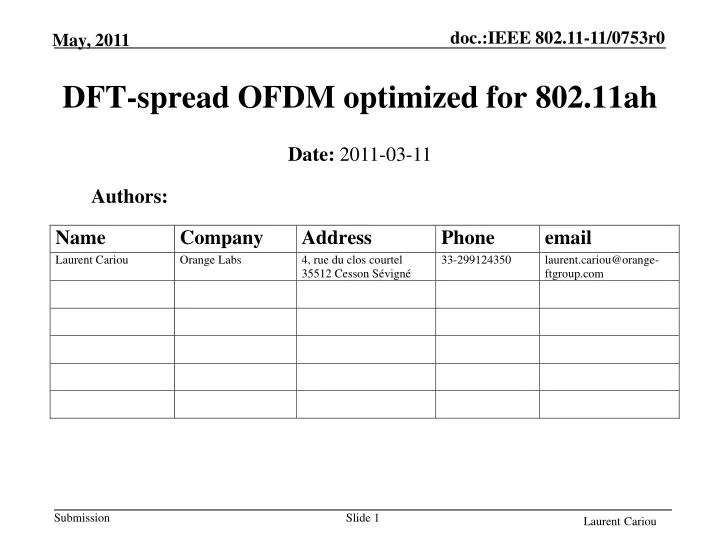dft spread ofdm optimized for 802 11ah