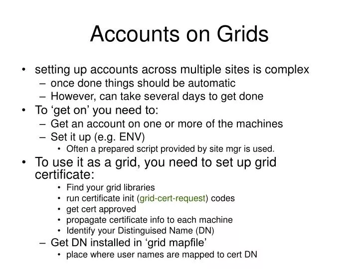 accounts on grids