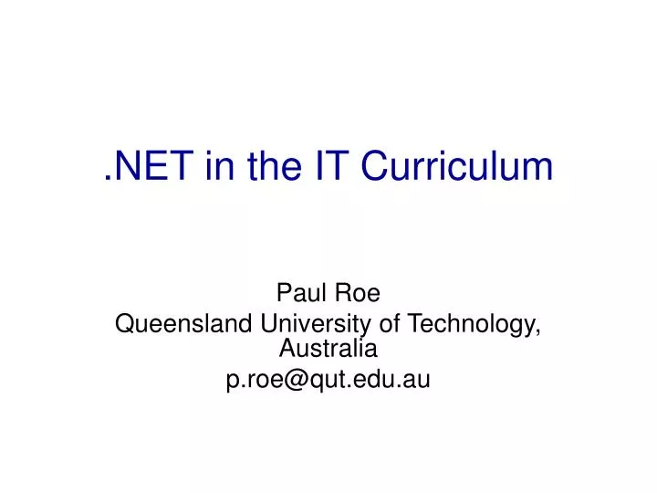 net in the it curriculum