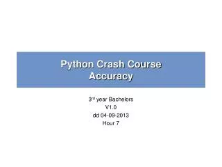 Python Crash Course Accuracy