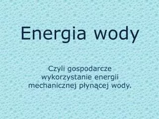 energia wody