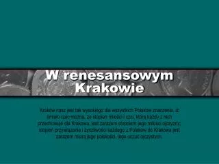 w renesansowym krakowie
