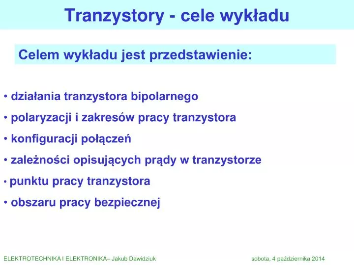 tranzystory cele wyk adu