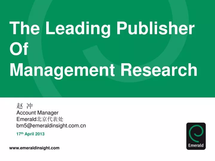 the leading publisher of management research