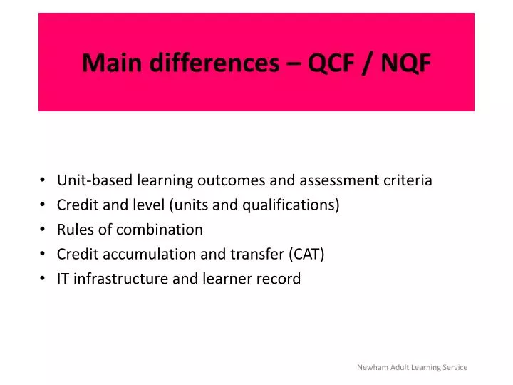 main differences qcf nqf