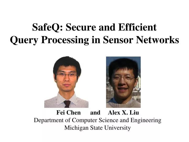 safeq secure and efficient query processing in sensor networks