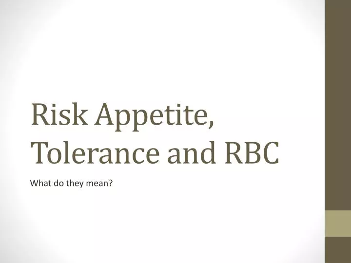 risk appetite tolerance and rbc