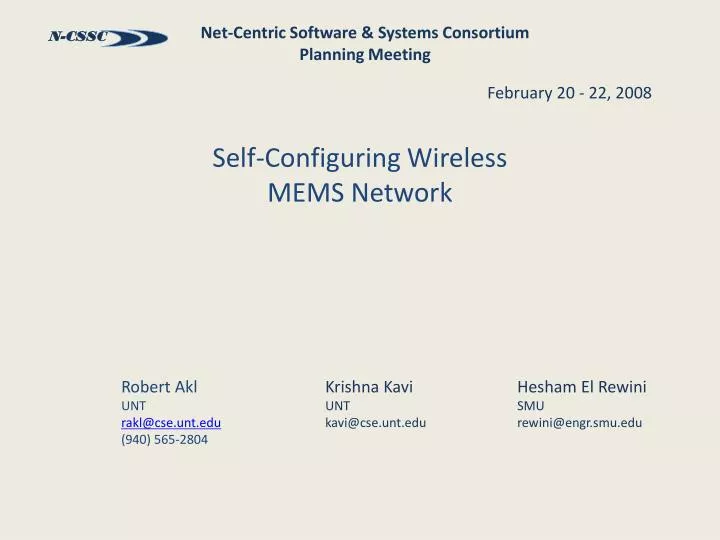 self configuring wireless mems network