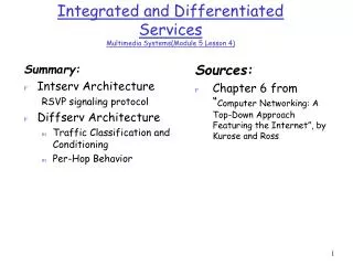 Integrated and Differentiated Services Multimedia Systems(Module 5 Lesson 4)