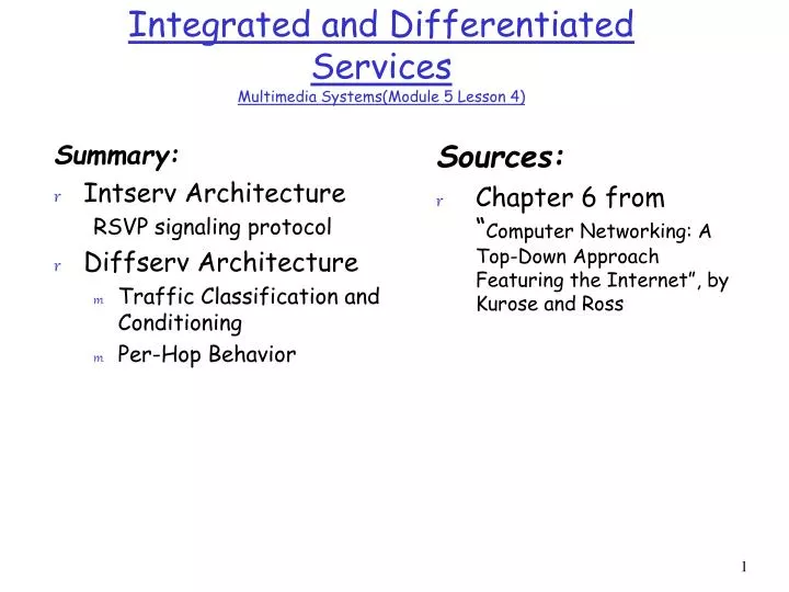 integrated and differentiated services multimedia systems module 5 lesson 4