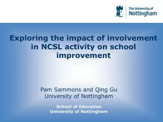 Exploring the impact of involvement in NCSL activity on school improvement