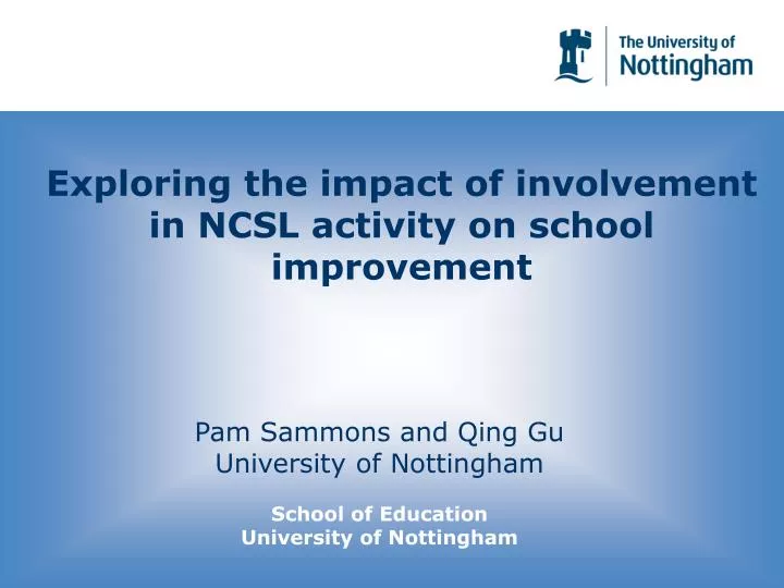 exploring the impact of involvement in ncsl activity on school improvement