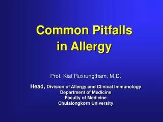 Common Pitfalls in Allergy