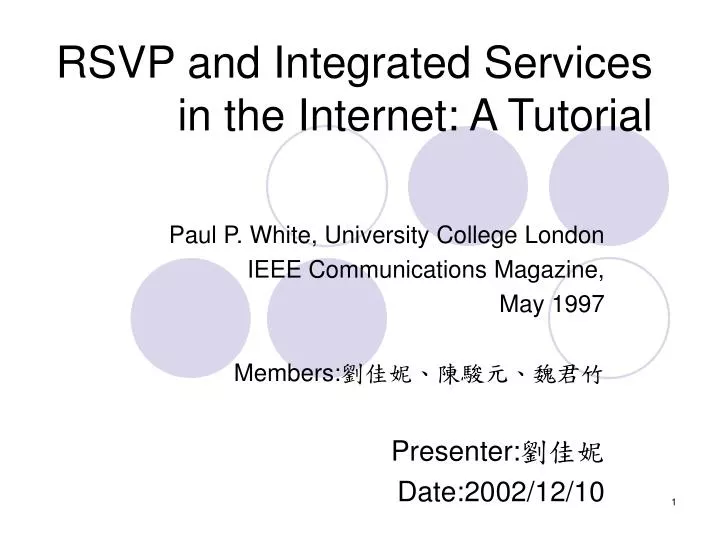 rsvp and integrated services in the internet a tutorial