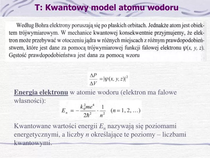 t kwantowy model atomu wodoru