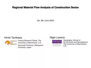 Regional Material Flow Analysis of Construction Sector
