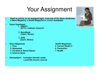 Your Assignment
