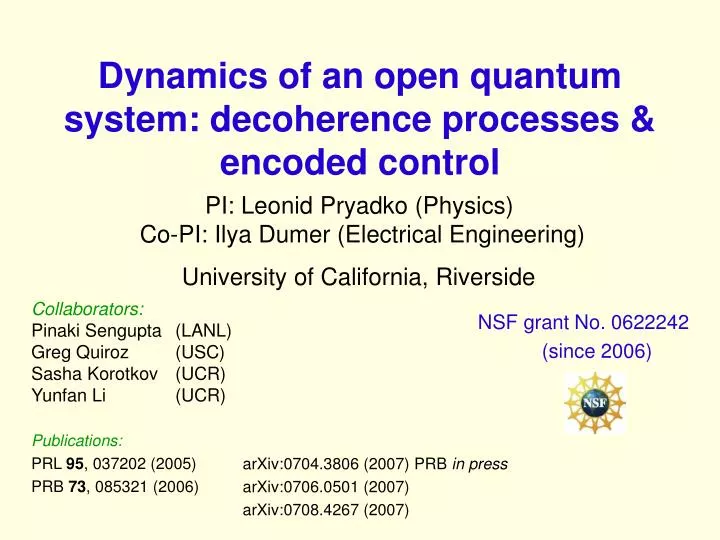 dynamics of an open quantum system decoherence processes encoded control
