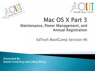Mac OS X Part 3 Maintenance, Power Management, and Annual Registration