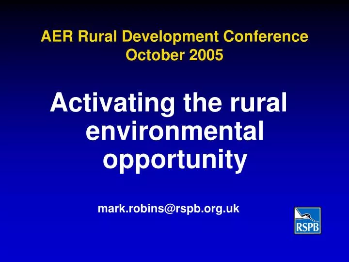 aer rural development conference october 2005