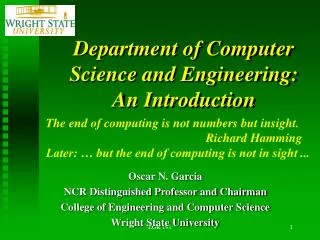 Department of Computer Science and Engineering: An Introduction