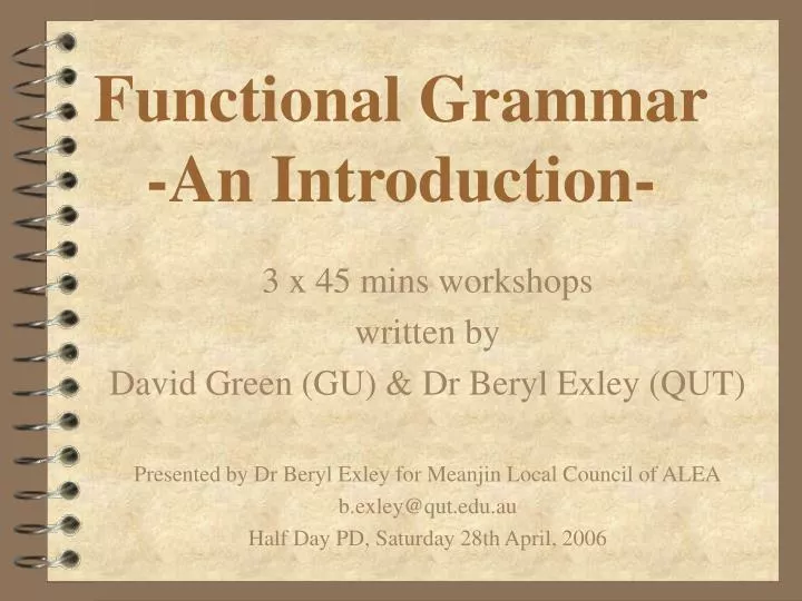 functional grammar an introduction